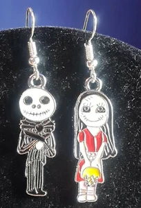 Jack Skellington & Sarah Charms Anhänger Ohrhänger. Nightmare Before Christ - Bild 1 von 1