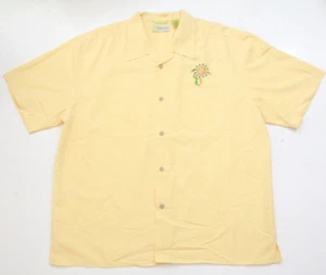 XL Cubavera Yellow Short Sleeve Mans Rayon Polyester Mans Pocket Dress Shirt P21 - Picture 1 of 5