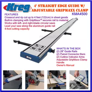 Kreg KMA4500 4' Straight Edge Guide w/ Adjustable Gripmaxx Clamp - Picture 1 of 8