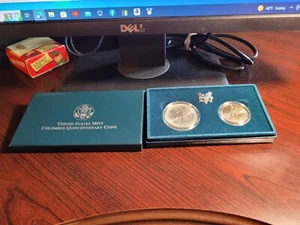 1992 D COLUMBUS QUINCENTENARY SILVER $ & CLAD 1/2 $ UNCIRCULATED COIN SET W/BOX - Picture 1 of 5