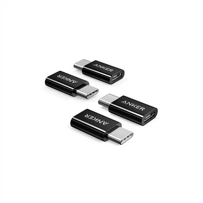ANKER MICRO USB (F) TO USB C (M) ADAPTER 4 PK FOR S21 S20 S10 S9 PIXEL B8174012 - Image 1 of 2