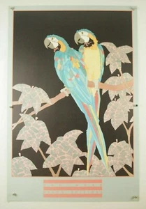 vintage Dan Goad MACAW PARROT watercolor painting poster art print 1989 24x36" - Picture 1 of 12