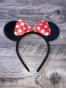Minnie Mouse Ears Minnie Mouse Headband Red Bow Polka Dot - Picture 1 of 5
