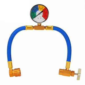Car Air Conditioning Refrigerant Filling Recharging Hose Kit with Pressure Gauge - Picture 1 of 13