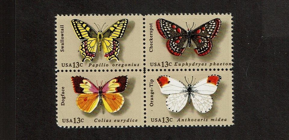 1977 U.S Commem 13c BUTTERFLIES  Se-Tenant Lot of 4 Sc#1712-15   M/NH/OG - Image 1 of 1