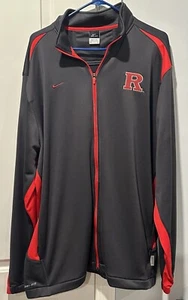 Nike Dri-Fit Rutgers Track Jacket Mens 2XL Black Red Performance Full Zip Up - Picture 1 of 4