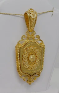 14k Yellow Gold Mid VICTORIAN Acid Finish Etruscan Revival Locket Pendant B6798 - Picture 1 of 11