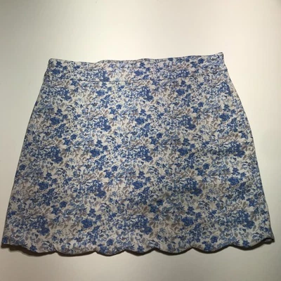 Counterparts Womens Size 14 Blue Floral Scallop Hem Skort Mid-Rise Woven Stretch - Image 1 of 4