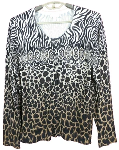 SC001090 CHARTER CLUB Women's Rayon Cardigan Sweater Long Sleeve Animal Size XL - Picture 1 of 8