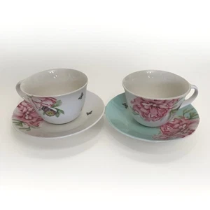 Par de tazas de té y platillos Royal Albert Miranda Kerr Friendship nuevos en caja - Imagen 1 de 10