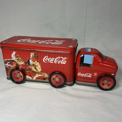 COCA-COLA Christmas Delivery Truck Tin with Wheels & Two Compartments - Image 1 of 4
