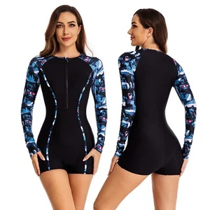 Women's Rash Guard Long Sleeve Swimsuit Sun Protection Surfing Wetsuit - Picture 1 of 5