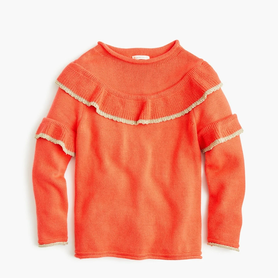 J.CREWCUTS девочка двухцветный оборки отделки свитер с круглым вырезом K5749 размер 4-5 4T 5T - Изображение 1 из 1