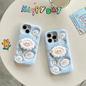 Custodia silicone morbida pecora 3D carina cartone animato per iPhone 12 13 14 15 16 Pro Max - Foto 1 di 14