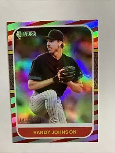 2021 Donruss Randy Johnson /2021 Pin Stripe Holo Refractor Short Print SP Card - Picture 1 of 3