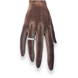 anello argento 925 rodiato anallergico zirconi bianchi rosa misura 12 fedina - Foto 1 di 4
