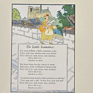 The Little Seamstress Framed Art Print w/ Poem, Portside Gallery, 13" H x 10.7" - Picture 1 of 5