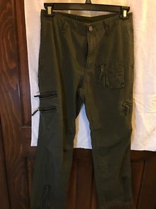 Mens Free Base Jeansmith Khaki green pants US Army & Airborne Decals Size 30 A4 - Picture 1 of 7