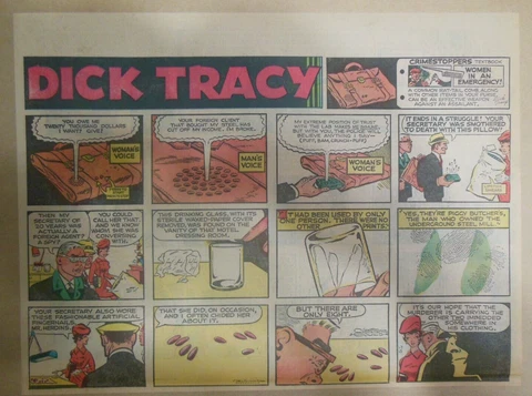 (52) Dick Tracy 1968 Sunday Pages by Chester Gould Complete Year! Size: 11 x 15 Cover
