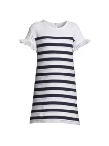 Catimini Girls Striped White and Navy Dress Size 14 New - Picture 1 of 11