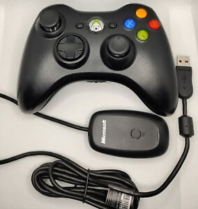 👻 Manette Sans Fil Officielle Xbox 360 Noire + Adaptateur Bluetooth PC Noir TBE