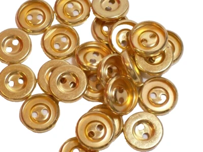 Goldtone 2-Hole Round Buttons 9/16" Diameter Metal New Old Stock x 1 Piece Bin B - Image 1 of 4