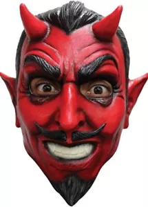 Devil Classic Mask Red Demon Satan Fancy Dress Halloween Adult Costume Accessory - Picture 1 of 1
