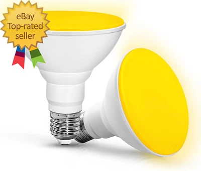 2 Pack PAR30 Yellow Bug Light Bulb Outdoor, Amber Yellow 12W LED Bulb - Image 1 of 4
