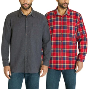 Lee Men's Stretch Button Flannel Shirt Soft Feel (Gray/Red Plaid, SMALL) NWT - Picture 1 of 1