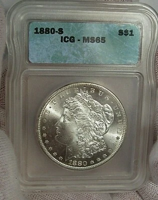 GEM BU 1880-s MORGAN DOLLAR. ICG MS65.  White. - Image 1 of 4