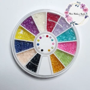 Small Multicoloured Pearl Nailart Rhinestone Wheel Gems Decoration Bling Crystal - Picture 1 of 2