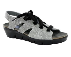 Wolky Alula Sandals 41 9.5 Gray Leather Black Stone Lace Up Comfort - Picture 1 of 9