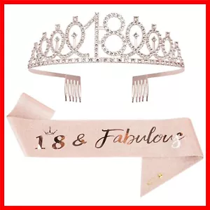 Dazzling Rose Gold 18th Birthday Accessories: Sash & Tiara for Stunning Parties - Picture 1 of 10