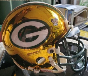 NICE Green Bay Packers Super Bowl SB Chrome Mini Helmet Riddell NFL Unsigned - Picture 1 of 5
