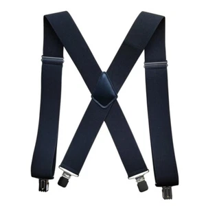 Tirantes para hombre negros 48" de largo 2" de ancho elásticos ajustables de alta resistencia X espalda - Imagen 1 de 7