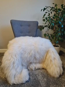 Natural Sheepskin Rug EXTRA LARGE Genuine Pelt GIANT Soft Fleece Ivory White - Picture 1 of 28