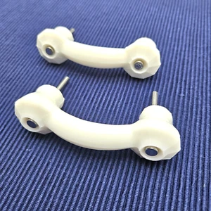 2 White Milk Glass Drawer Pulls 3" Center Cabinet Handles Vintage Depression Era - Picture 1 of 8