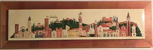BRUNO BOVI QUADRO FORMELLE CERAMICA VERONA CHIESE MONUMENTI A COLORI LEGNO 20X63 - Foto 1 di 5