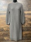 Prologue Grey Sweater DressSixe XS Thick Cozy Puff Sleeves Mock Collar