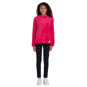 NWT Lucky Brand Girls' Youth Plush Top & Legging 2-Piece Set Rose/Black L 14/16 - Picture 1 of 3