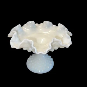 Vintage Fenton Hobnail Milk Glass Pedestal Bon Bon Bowl - Picture 1 of 4