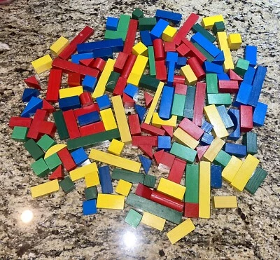 Vintage Playskool 60’s/70’s 156pc Color Wood Stacking  Blocks Toys Montessori - Image 1 of 2