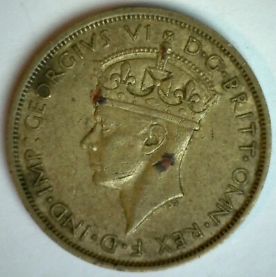 Moneda de 2 chelines de latón níquel británica de África Occidental 1938 extra fina Jorge VI  Foto 1 de 2