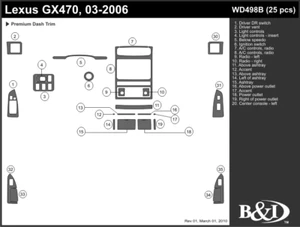KIT EMBELLECEDOR TABLERO LEXUS GX 2003 2004 2005 2006 b - Imagen 1 de 1