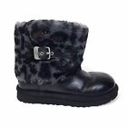 UGG Australia Maylin Leather Fur Boots Animal Print Size 3