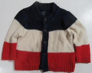Suéter Baby Gap Infantil Niños 6 - 12 Meses Infantil Azul Marfil y Rojo Usado en Excelente Condición - Imagen 1 de 2