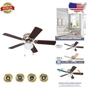 Stylish 42-Inch Flush Mount Ceiling Fan with Light, Ideal for Small Rooms - Picture 1 of 13