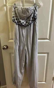 Jessica Simpson Striped White/Blue Strapless Romper Woman Size S New without tag - Picture 1 of 6