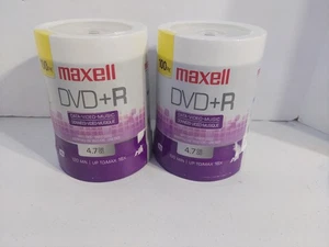 2X Maxell DVD+R High-Speed Recordable Disc 4.7 GB 16x Spindle Silver 100/Pack - Picture 1 of 7