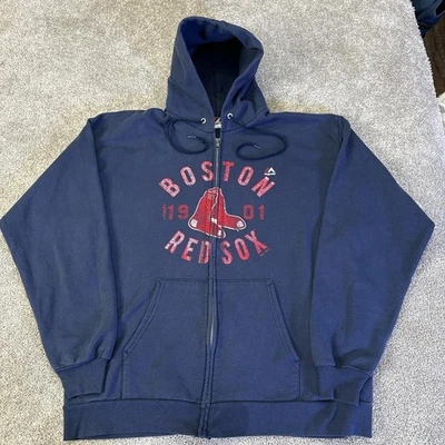 Moletom Majestic Boston Red Sox azul marinho com capuz grande equipe da liga principal de beisebol pulôver - Imagem 1 de 4